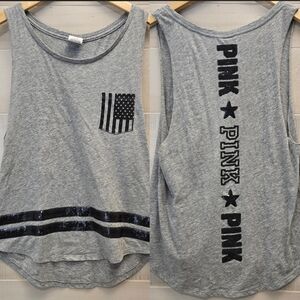 {S} PINK Victoria's Secret Patriotic American Flag Tank Top Fourth Of July  Y2K